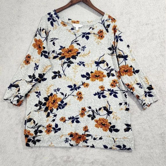 Market & Spruce Floral Print Pullover  Knit Top Size 2X - Picture 1 of 7